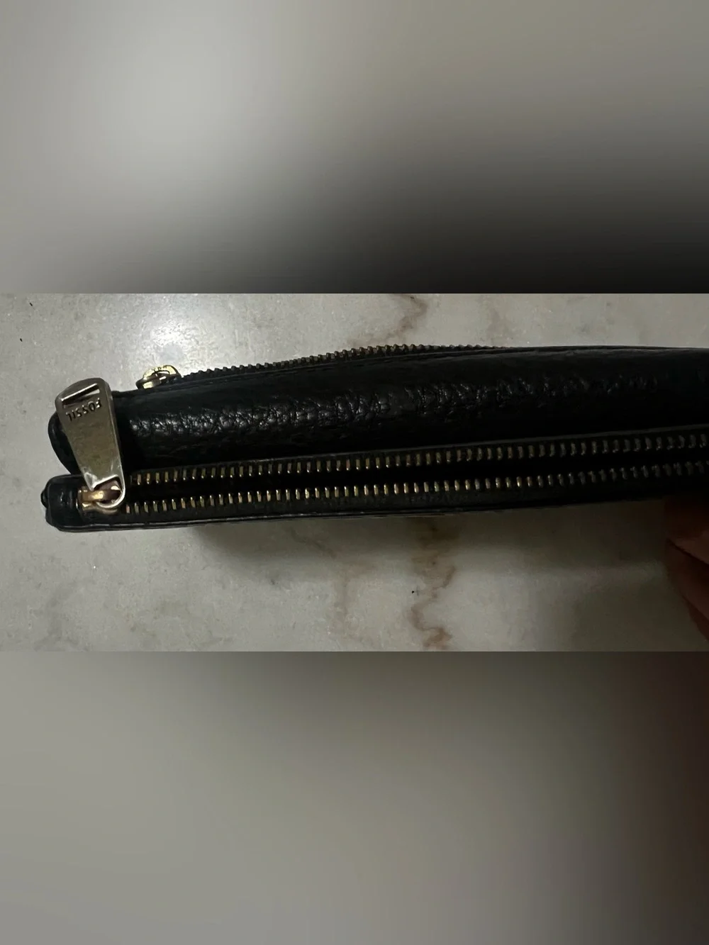 Fossil Women’s Soft Black Pebbled Leather Wallet Zip With 3 Compartments